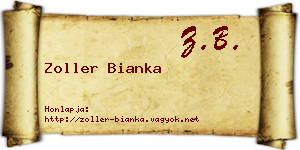 Zoller Bianka névjegykártya